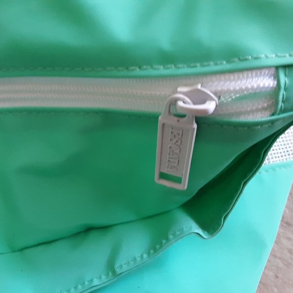 Vintage Large Escada Green Nylon Beach Bag-Handle-Shoulder Strap - Picture 4 of 6